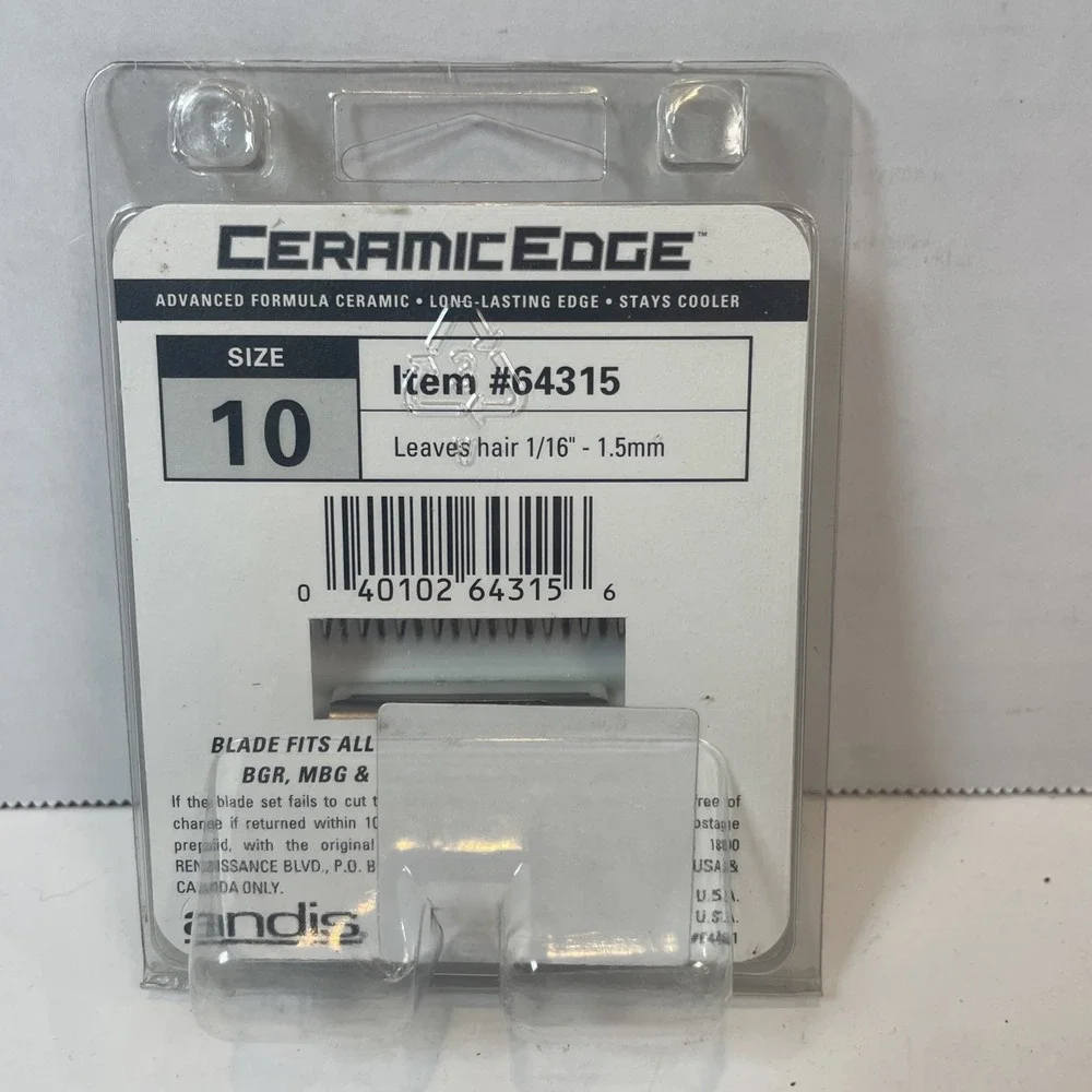 Andis Clipper Blade Unisex Size 10 Silver CeramicEdge 64315 Professional 1.5mm